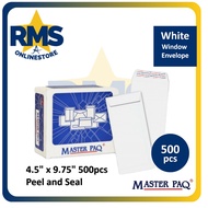 White Window Envelope 4.5" x 9.75" Peel and Seal (500 pcs)