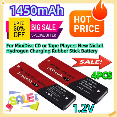 For MiniDisc CD or Tape Players New Nickel Hydrogen 1.2V Charging Rubber Stick Battery 4pcs