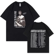 Pakaian Bergaya Rapper Benson Boone America Heart Tour T-shirt Lelaki Harajuku Lengan Pendek Gaya Vi