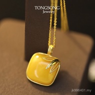 Kalung Rantai Barang Kemas Wanita Perak Tulen Loket Badan Penuh S925 Perak Kiub Gula Kalung Daun Bul