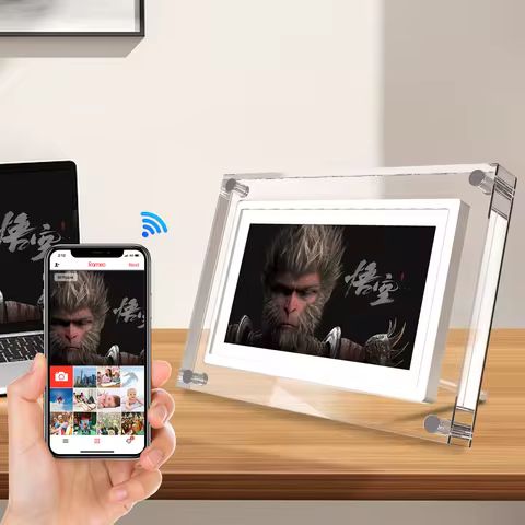 New 7inch WiFi Cloud Digital Picture Frame 1280 * 720 IPS HD Cloud Smart Digital Photo Frame,32GB St