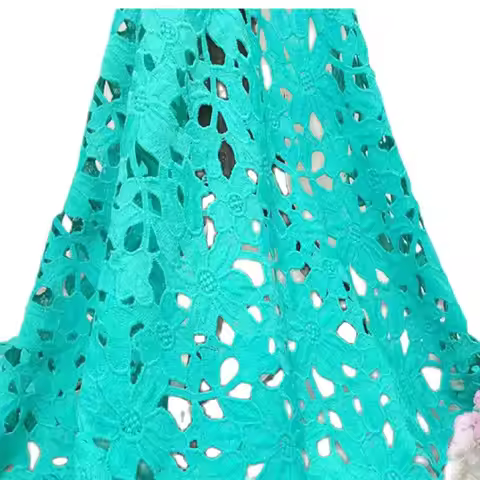 1 Yard African Lace Fabric Eyelet Chemical Lace100% Fiber 3d Flower Embroidery 120CM 270G/Yard