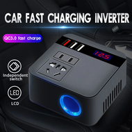 Car Inverter 150W Peak สากล DC12V/24V to 110V/220V LED Display Sockets Power Inverter with QC 3.0 USB Charger Fast Charging