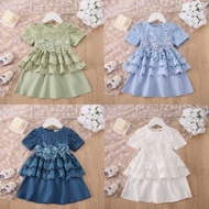 Baju Raya Baby Girl Kids Peplum Kurung Cotton Baby Blue Sage Green Teal Blue