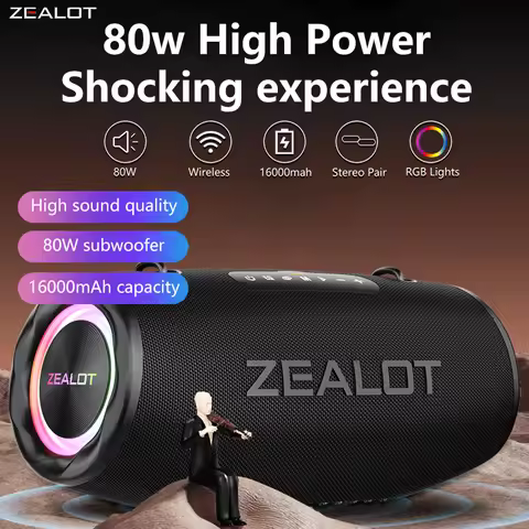 ZEALOT S87 Outdoor Portable Wireless Bluetooth Speaker 80W High Volume Subwoofer Sound Performace IP