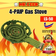 [MR.COOK] 4-Paip Dapur Tungku Gas Dapur Hijau 4 Burner Gas Stove Low Pressure Homelux LS-50 Dapur Hijau