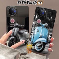 Softcase VIVO V50 5G 2025 Latest Fashion Case Antique Vespa Motif Aesthetic Casing hp - VIVO V50 Cas