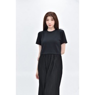 ((S) meier q Short Version Round Neck Black Short Sleeve Top Second-Hand Clothes