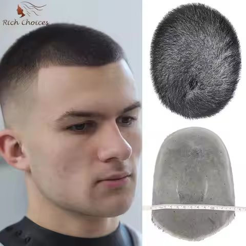 5x7/6x8 Short Buzz Cut Hair Men Toupee Thin Skin PU Human Hair System for Men Replacement Systems Me