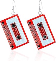 YUNXI 1980s Fashion Acrylic Magnetic Tape Earrings for 80s Party Women