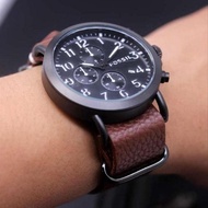 New.. Jam Tangan Pria Cowo - Fossil Chrono Aktif Kw Super Kulit 9115
