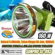 Senter Kepala Selam 260W 210W 160W Sunpro SL-996 SL-995 SL-993 BONUS Kacamata Renang Plus Lensa Kuni