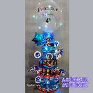 Snack Tower Ultah/Snack Balon Birthday Karakter Sonic , BT21, Baby dll