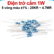 (100C) Plug-in resistor 1W 5 color rings ±1% - value 25KR to 4.7MR