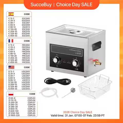 SucceBuy 2/3/6/10/15/30L Ultrasonic Cleaner with Heater Timer for Lab Tools Metal Parts Carburetor B