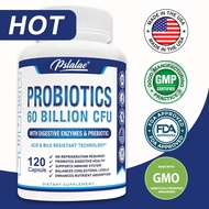 Probiotic Capsules - Contains Digestive Enzymes &amp; Prebiotics - Promotes Digestive Health - Supports the Immune System Balances Cholesterol Levels