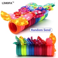 LJMOFA Kids Bow Rubber Hair Circle Band Head Rope Wave Stripe Head Hair Ring Headdress Hair Accessor
