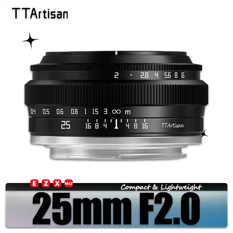 TTArtisan 25mm F2 APS-C MF Portrait Photography Camera Lens for Sony A6000 A7RIII Fuji XT30 XT-100 N