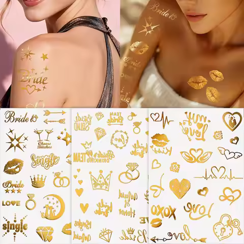 1pcs Wedding Hot Stamping Tattoo Sticker Waterproof Tattoo Sticker Valentine's Day Love Lip Print Te