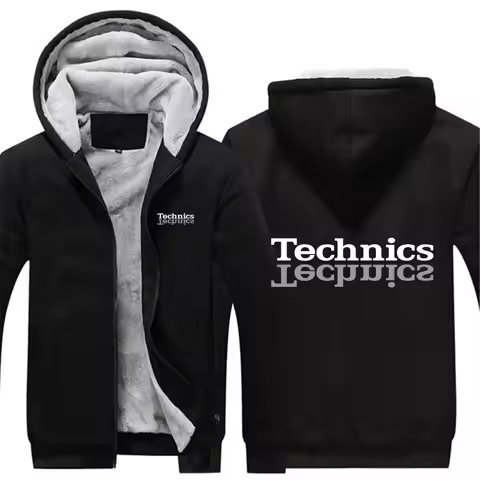 Technics 2021 Men Dj 1200 Turntable Music New Casual Hoodie Sweatshirt Warm Thick Fleece Zipper Jack