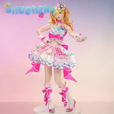 Aikatsu souls! Series Nijino Yume Cosplay Costume Sweet Pink Lolita Dress Accessories Props Party Se