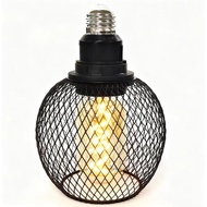 E26 Edison Decorative Light Bulb with Black Metal Cage Vintage Unique Light Fixture
