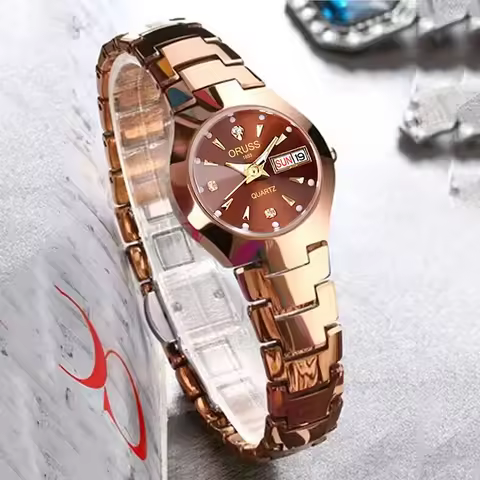 ORUSS Fashion Couple Watch Casual Women Men Quartz Waterproof Watch Ladies Stainless Date Week Men C