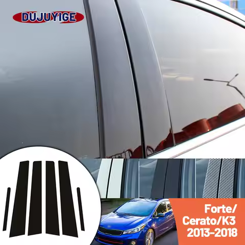 Bright black carbon fiber door and window B C Pillar sticker suitable For Kia Forte Cerato K3 2013-2