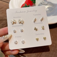 Elegant Pearl & Heart Earrings Set – Minimalist Cute Studs for Daily Wear | Gift for Women Girls