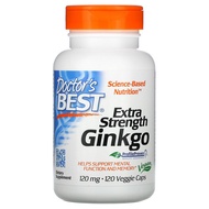 [SG Stock] Doctor's Best Ginkgo Biloba Extra Strength 120mg 360/120 Veggie Capsules Memory Brain Stress Gingko