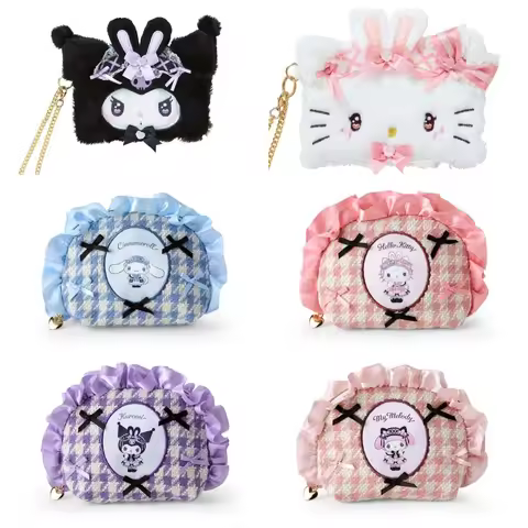 Sanrio Hello Kitty Kawaii Wallet Keychains My Melody Makeup Card Bag Hello Kitty Kuromi Cinnamoroll 