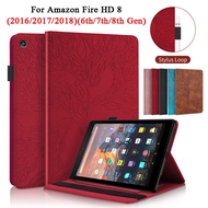 For Fire HD 8 2018 Protective Tablet Case Fire HD8 2016 2017 6th 7th 8th Generation 3D Tree Style Le