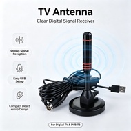 Digital TV Antenna-DVBT2 Portable Indoor Outdoor TV Antenna Omnidirectional Receiving, 30dBi Gain, 1
