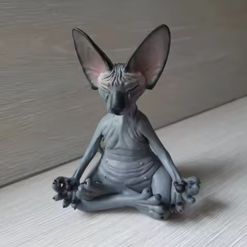 Art Deco Meditation Yoga Happy Cat Buddha Sphinx Outdoor Garden Statue Whimsical Sphinx Cat Sculptur