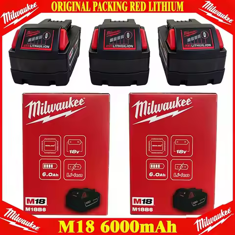 M18 6.0Ah Milwaukee High Output Battery 18V Lithium-ion Rechargeable for Milwaukee M18 Cordless Powe