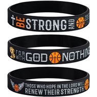 Sainstone Power of Faith Gelang Tangan Silikon Ayat Alkitab Bola Keranjang dengan Ayat-ayat Inspiras