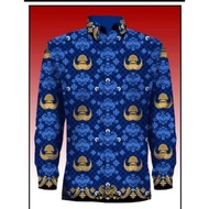 KEMEJA KATUN MEN'S BATIK SHIRT PNS ASN KORPRI UNIFORM 2025 BLACK TUMPAL HAND COLLAR 40S COTTON LINED