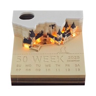 Desk calendar with LED light, 2025 calendar notepad, creative desk calendar DIY note 3D art calendar