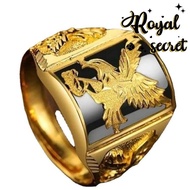 Royal Jewelry Fashion Accessories Cincin Lelaki Emas 916 Vintage Luxury Opening Adjustable Eagle Ring Men's Domineering Punk Hip Hop Y826