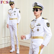 [24h Delivery✈] Captain Uniform Pilot Clothing Sailor Wheel Captain Cruise Wheel White Suit Spring A