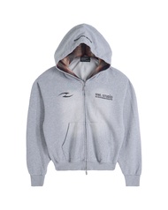 Hoodie Zip Fade Plaid Hood Gray / เสื้อฮูดดี้