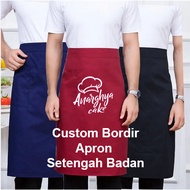 Custom embroidered apron HALF APRON HALF BODY Apron/ Custom Request Embroidered Logo and Name