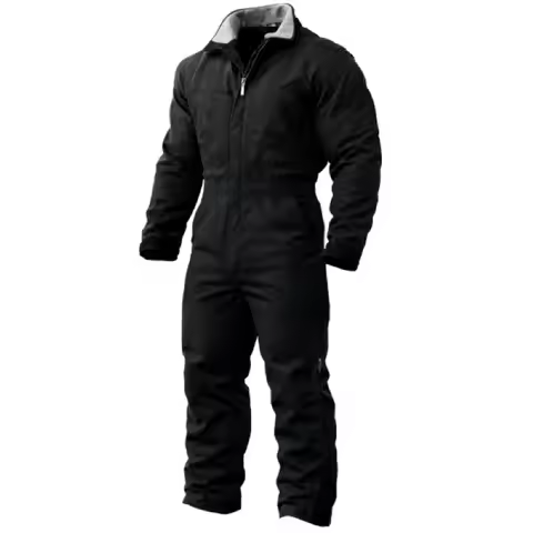 Men's Vintage Black Work Coverall Long Sleeve Jumpsuit