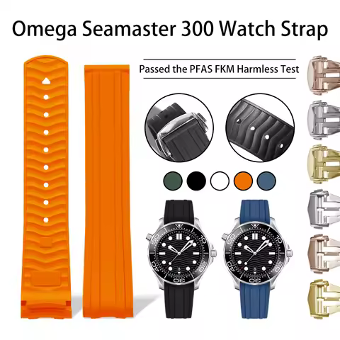 20mm Omega Seamaster 300 Strap Rubber FKM Fluoroelastomer Watchband Multi Colors Durable Sweat Corro
