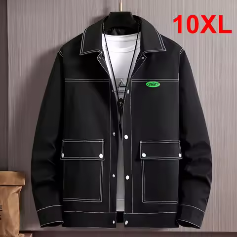 10XL Plus Size Jacket Men Big Size Coat Autumn Spring Jackets Coats Line Design Fashion Causal Loose