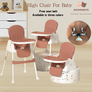 Beingmate High Chair For Baby With Adjustable Tray Detachable Legs Baby High Chair Feeding Foldable