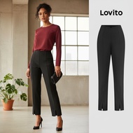 Lovito Chic Women's Plain Zipper Pant L128ED777