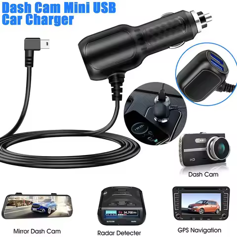 3-Types DVR Charging Cable Dash Cam Car Charger Mini USB Cable Micro USB Power Cord Supply 12-24V Ca