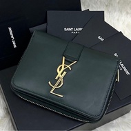 🌷YSL 稀有墨綠色錢包短夾 ｜經典花紋✦fufu style 精品✦ 氣質款｜