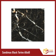 Granit Hitam Motif Marmer Emas Glossy Sandimas Black Torino 60x60